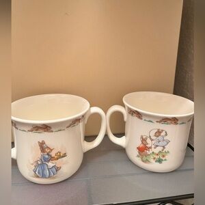 Royal Doulton vintage Bunnykins tea cups one double handle & one single handle